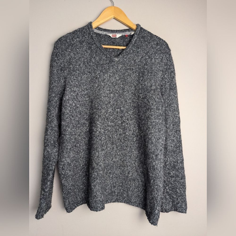 Hudson North Chunky knit v neck sweater grey size large